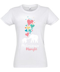 Marškinėliai moterims Drambliukų meilė, balti kaina ir informacija | Marškinėliai moterims | pigu.lt