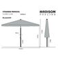 Madison skėtis Flores Luxe, šviesiai pilkas, 300 cm, apskritas kaina ir informacija | Skėčiai, markizės, stovai | pigu.lt