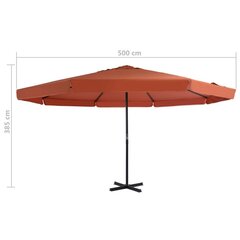 Lauko skėtis su aliuminio stulpu, 500 cm, rudas цена и информация | Зонты, маркизы, стойки | pigu.lt