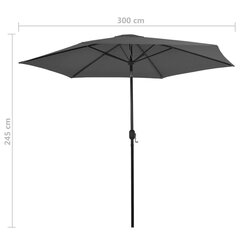 Lauko skėtis su metaliniu stulpu, 300 cm, antracito spalvos цена и информация | Зонты, маркизы, стойки | pigu.lt