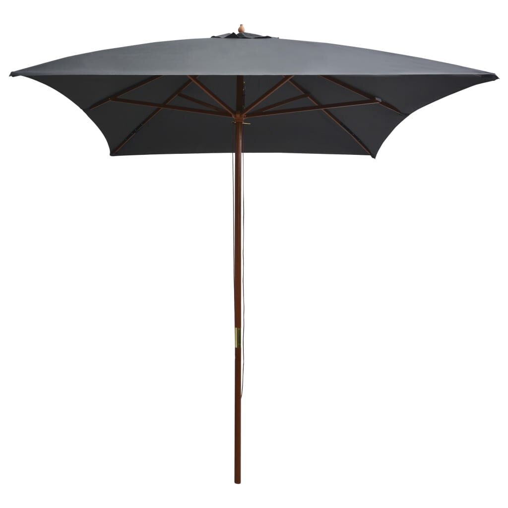 Lauko skėtis su mediniu stulpu, pilkas kaina ir informacija | Skėčiai, markizės, stovai | pigu.lt