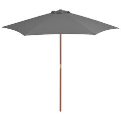 Lauko skėtis su mediniu stulpu, 270 cm, pilkas kaina ir informacija | Skėčiai, markizės, stovai | pigu.lt
