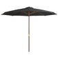 Lauko skėtis su mediniu stulpu, 350 cm, antracito spalvos kaina ir informacija | Skėčiai, markizės, stovai | pigu.lt