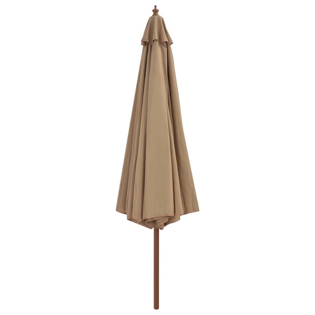 Lauko skėtis su mediniu stulpu, 350 cm, rudas kaina ir informacija | Skėčiai, markizės, stovai | pigu.lt
