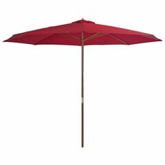 Lauko skėtis su mediniu stulpu, 350 cm, raudonas цена и информация | Зонты, маркизы, стойки | pigu.lt