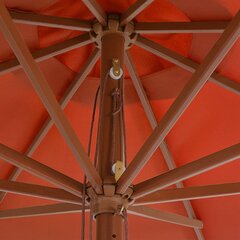 Lauko skėtis su mediniu stulpu, 350 cm, rudas kaina ir informacija | Skėčiai, markizės, stovai | pigu.lt