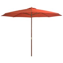 Lauko skėtis su mediniu stulpu, 350 cm, rudas цена и информация | Зонты, маркизы, стойки | pigu.lt