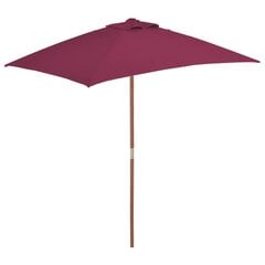 Lauko skėtis su mediniu stulpu, 150x200 cm, raudonas цена и информация | Зонты, маркизы, стойки | pigu.lt