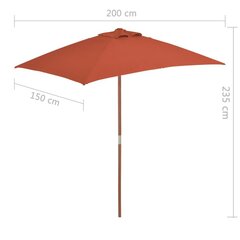 Lauko skėtis su mediniu stulpu, 150x200 cm, rudas цена и информация | Зонты, маркизы, стойки | pigu.lt