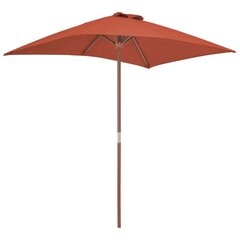 Lauko skėtis su mediniu stulpu, 150x200 cm, rudas цена и информация | Зонты, маркизы, стойки | pigu.lt