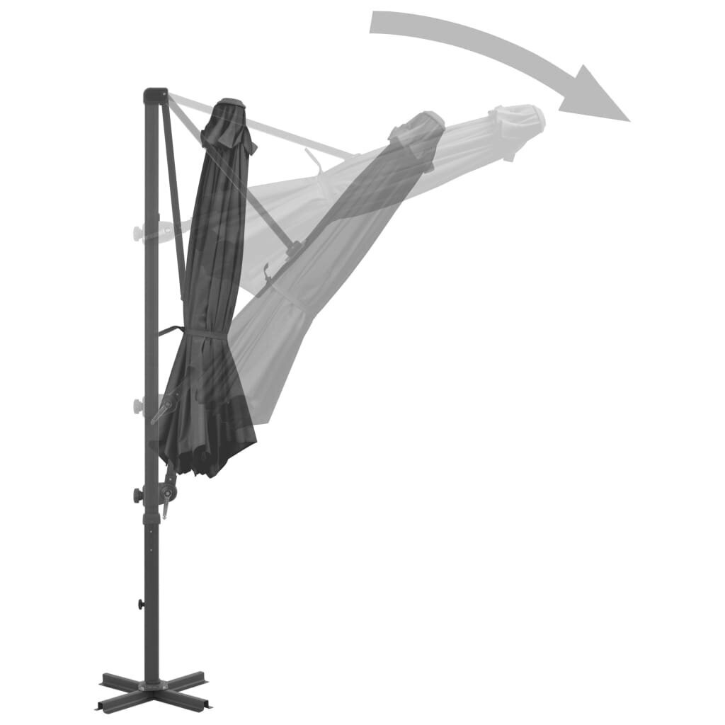 Lauko skėtis su aliuminio stulpu, 300 cm, pilkas цена и информация | Skėčiai, markizės, stovai | pigu.lt