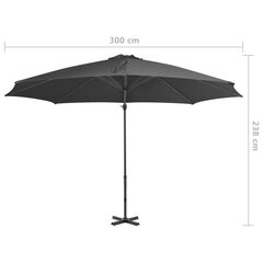 Lauko skėtis su aliuminio stulpu, 300 cm, pilkas цена и информация | Зонты, маркизы, стойки | pigu.lt