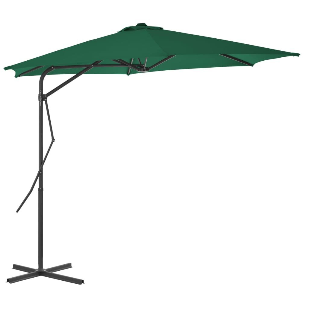 Lauko skėtis su plieniniu stulpu, žalios spalvos, 300 cm kaina ir informacija | Skėčiai, markizės, stovai | pigu.lt