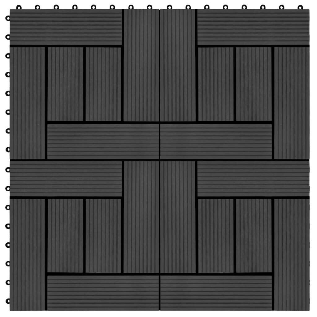 Grindų plytelės, 11vnt., juodos spalvos, 30x30cm, 1m², WPC kaina ir informacija | Terasos grindys | pigu.lt