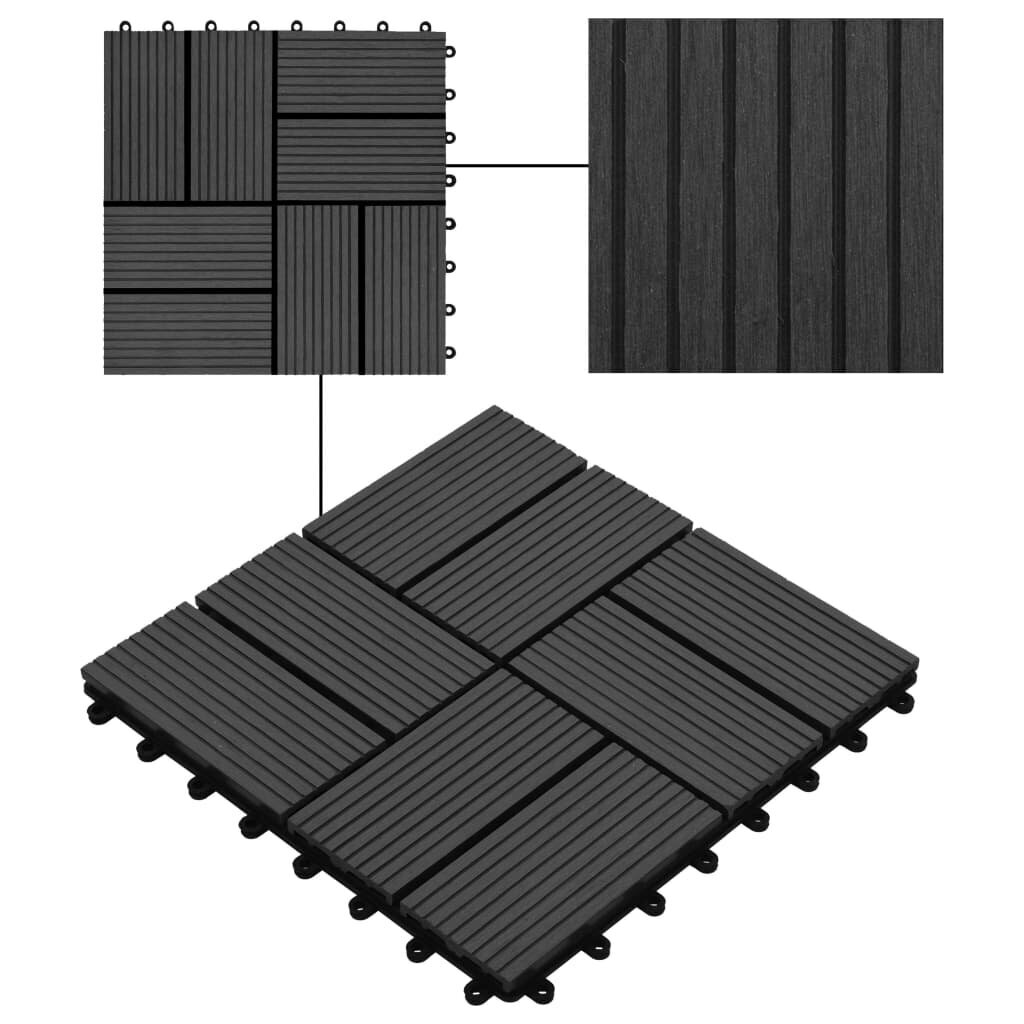 Grindų plytelės WPC, 30x30cm, juodos kaina ir informacija | Terasos grindys | pigu.lt