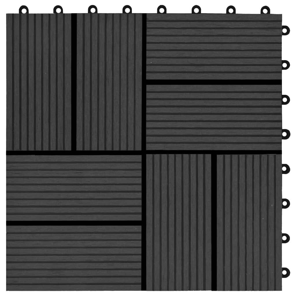 Grindų plytelės WPC, 30x30cm, juodos kaina ir informacija | Terasos grindys | pigu.lt