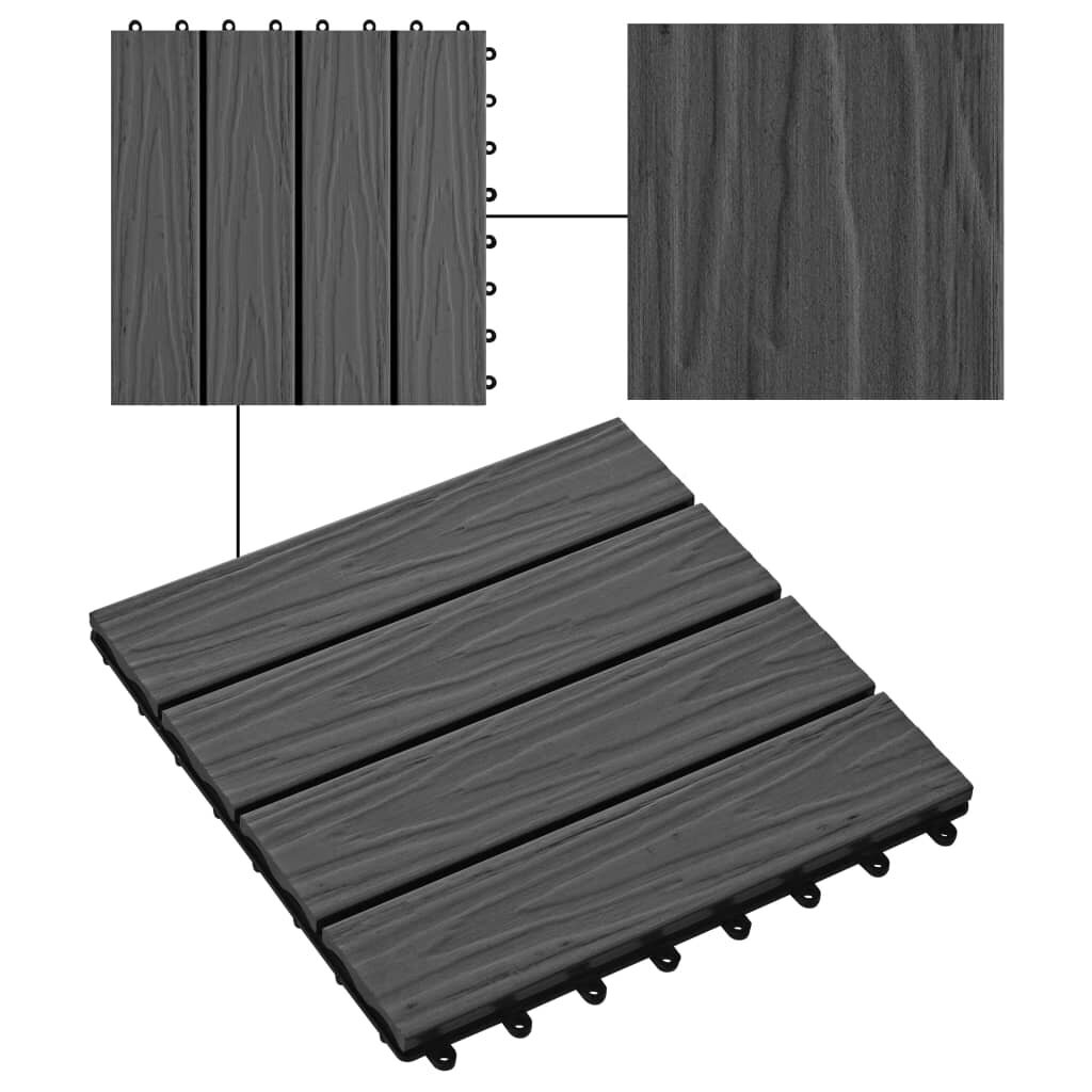 Grindų plytelės, 30x30cm, juodos kaina ir informacija | Terasos grindys | pigu.lt