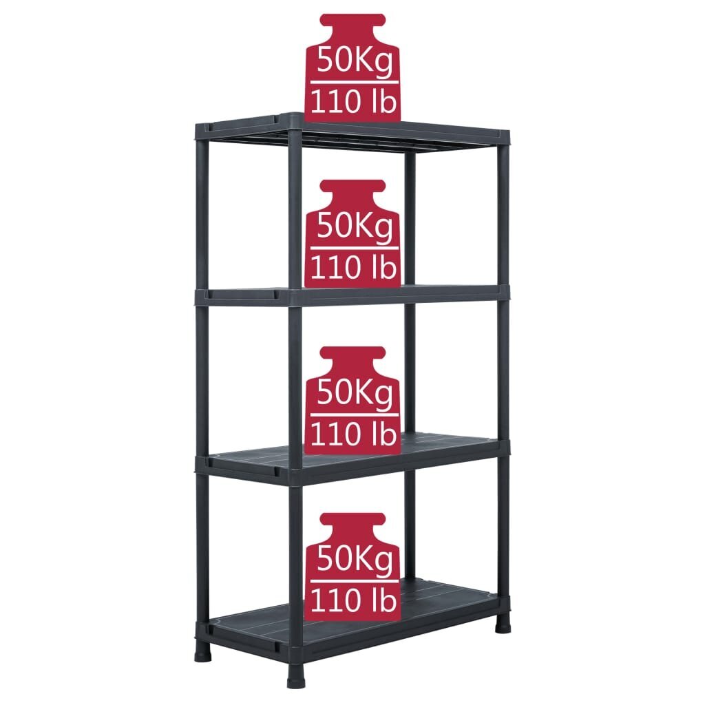 Sandėliavimo lentyna, juoda, 80x40x138 cm, 200 kg kaina ir informacija | Sandėliavimo lentynos | pigu.lt