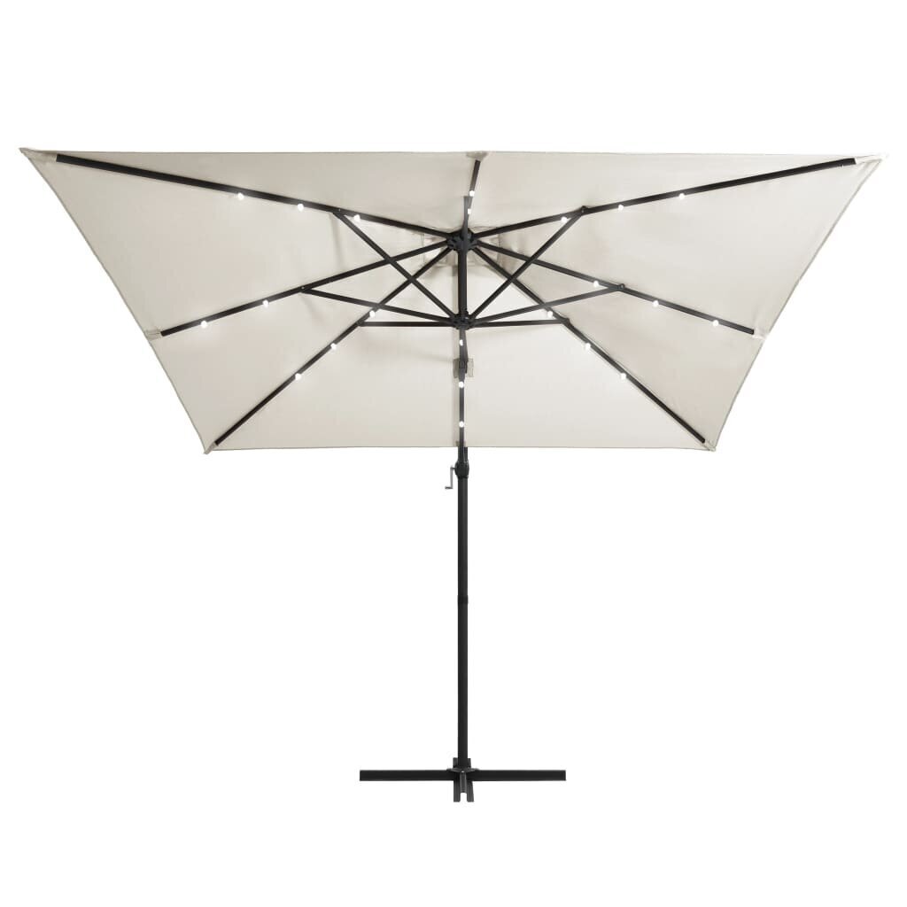 Gembinis skėtis su LED/plieniniu stulpu, 250x250 cm, rudas цена и информация | Skėčiai, markizės, stovai | pigu.lt