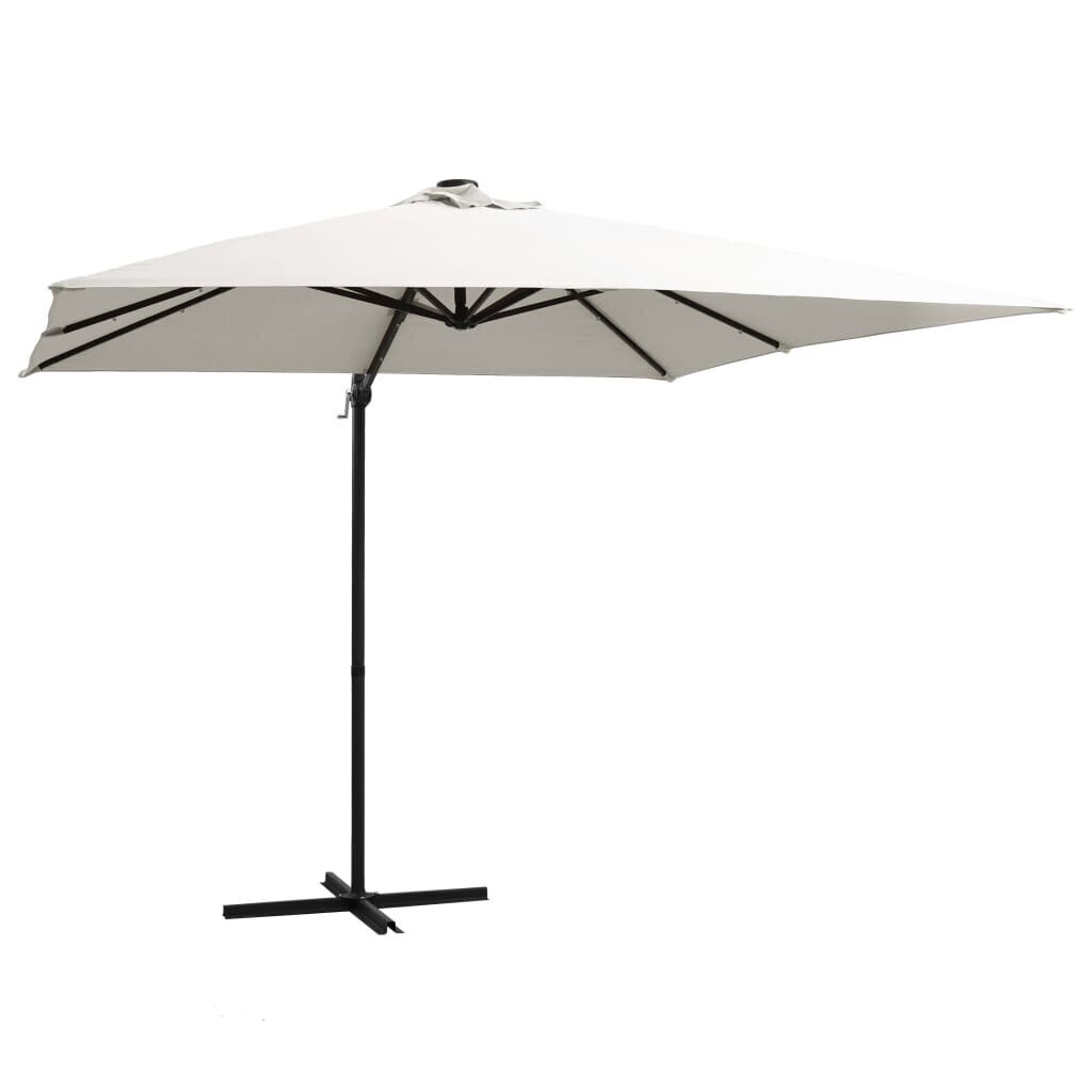 Gembinis skėtis su LED/plieniniu stulpu, 250x250 cm, rudas kaina ir informacija | Skėčiai, markizės, stovai | pigu.lt