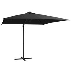 Gembinis skėtis su LED/plieniniu stulpu, 250x250 cm, juodas kaina ir informacija | Skėčiai, markizės, stovai | pigu.lt