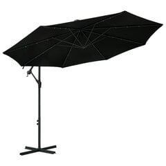 Gembės formos skėtis su LED ir plieniniu stupu, 300 cm, juodas цена и информация | Зонты, маркизы, стойки | pigu.lt