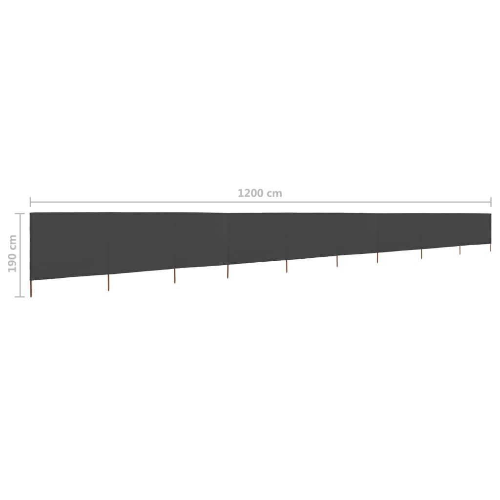 Uždanga nuo vėjo, 9 plokštės, 1200x160 cm, pilka kaina ir informacija | Skėčiai, markizės, stovai | pigu.lt