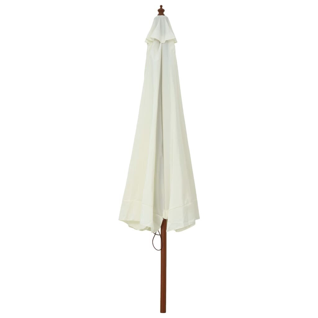 Lauko skėtis su mediniu stulpu, 330 cm, baltas цена и информация | Skėčiai, markizės, stovai | pigu.lt