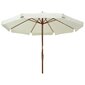 Lauko skėtis su mediniu stulpu, 330 cm, baltas kaina ir informacija | Skėčiai, markizės, stovai | pigu.lt