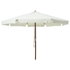 Lauko skėtis su mediniu stulpu, 330 cm, baltas kaina ir informacija | Skėčiai, markizės, stovai | pigu.lt