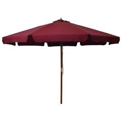 Lauko skėtis su mediniu stulpu, 330 cm, raudonas цена и информация | Зонты, маркизы, стойки | pigu.lt