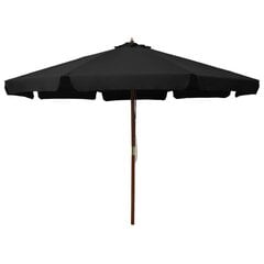 Lauko skėtis su mediniu stulpu, 330 cm, juodas kaina ir informacija | Skėčiai, markizės, stovai | pigu.lt