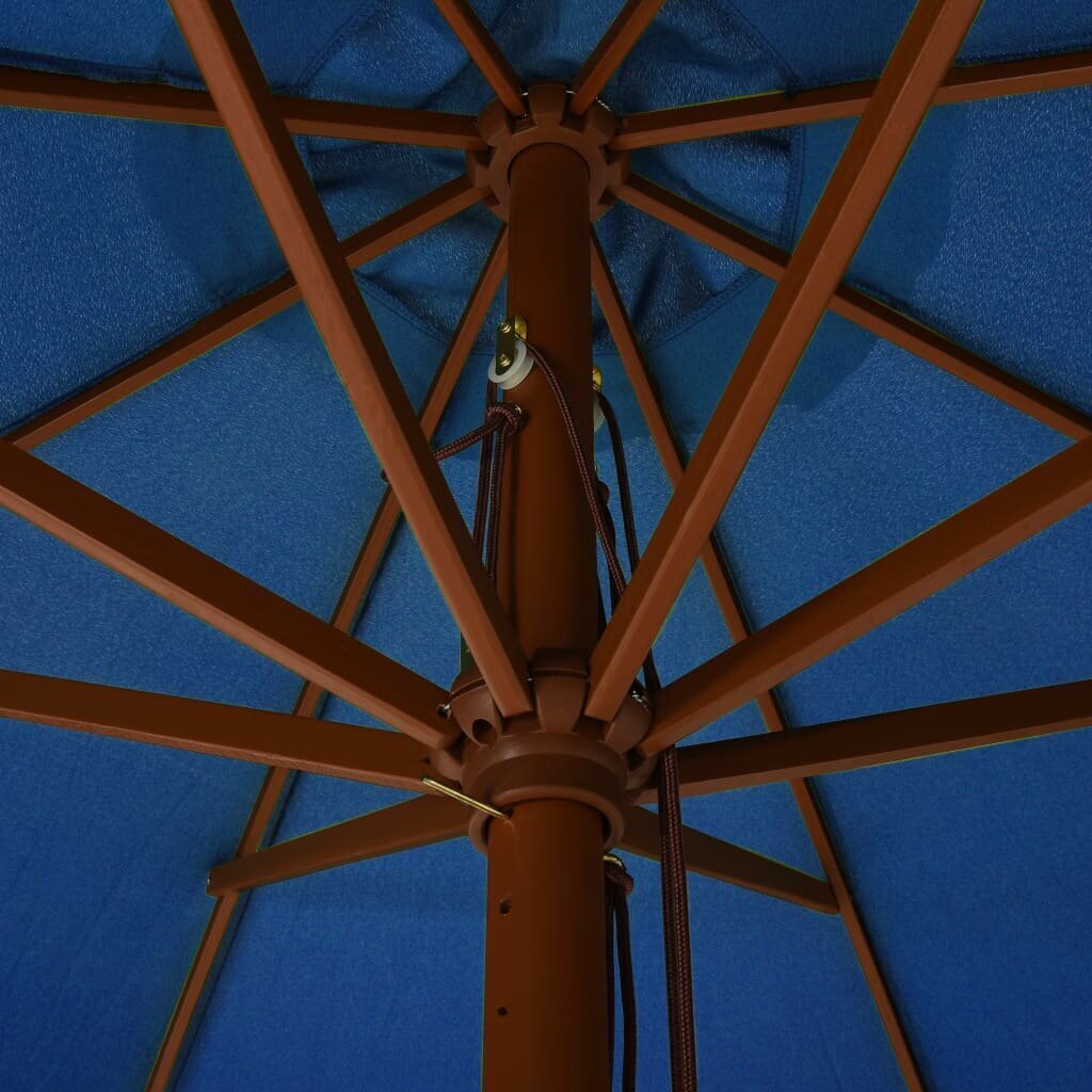 Lauko skėtis su mediniu stulpu, 330 cm, mėlynas цена и информация | Skėčiai, markizės, stovai | pigu.lt