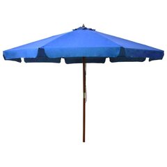 Lauko skėtis su mediniu stulpu, 330 cm, mėlynas цена и информация | Зонты, маркизы, стойки | pigu.lt