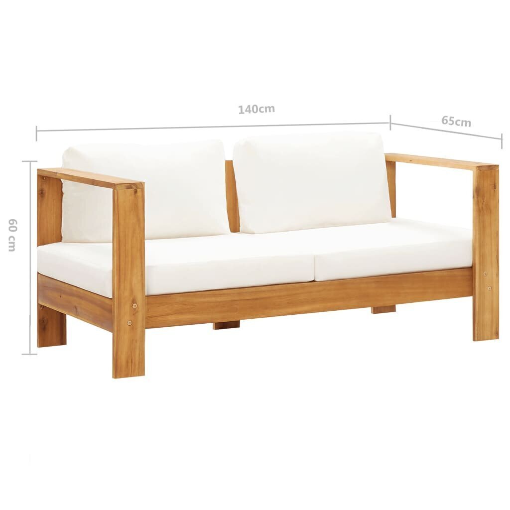 Sodo sofa su pagalvėlėmis, 140 cm, ruda kaina ir informacija | Lauko suolai | pigu.lt