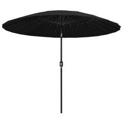 Lauko skėtis su aliuminio stulpu, 270 cm, juodas цена и информация | Зонты, маркизы, стойки | pigu.lt
