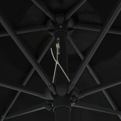 Lauko skėtis su aliuminio stulpu, 270x246 cm, juodas kaina ir informacija | Skėčiai, markizės, stovai | pigu.lt
