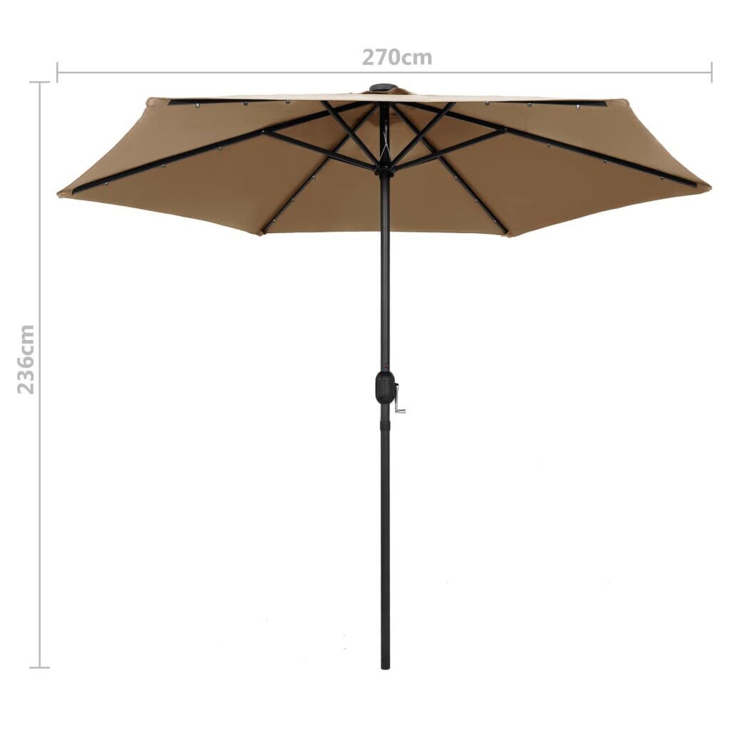 Lauko skėtis su LED lemputėmis, 270 cm kaina ir informacija | Skėčiai, markizės, stovai | pigu.lt
