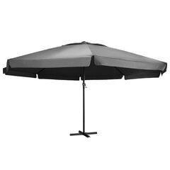 Lauko skėtis su aliuminio stulpu, 600 cm, pilkas цена и информация | Зонты, маркизы, стойки | pigu.lt