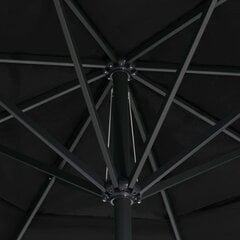 Lauko skėtis su aliuminio stulpu, 600 cm, juodas kaina ir informacija | Skėčiai, markizės, stovai | pigu.lt