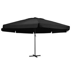 Lauko skėtis su aliuminio stulpu, 600 cm, juodas kaina ir informacija | Skėčiai, markizės, stovai | pigu.lt