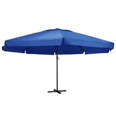 Lauko skėtis su aliuminio stulpu, 600 cm, mėlynas цена и информация | Зонты, маркизы, стойки | pigu.lt