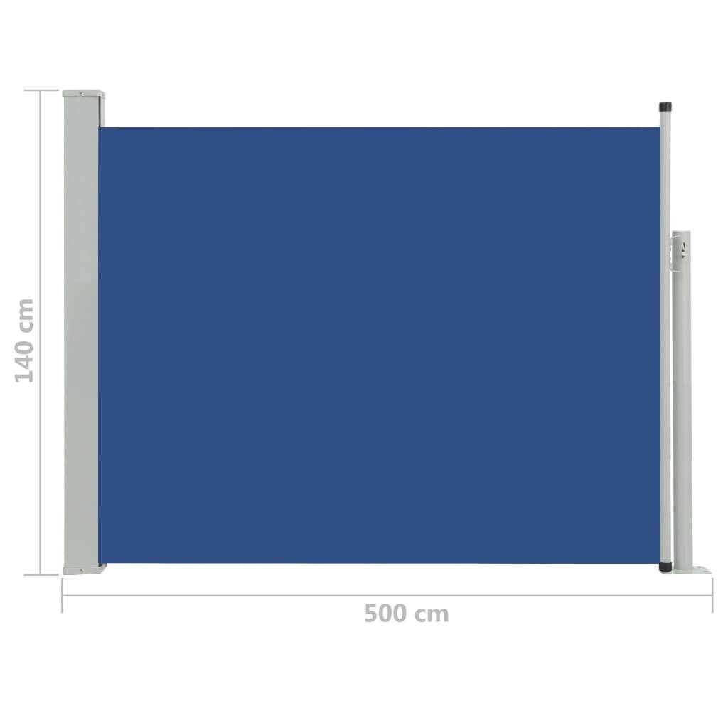 Ištraukiama šoninė kiemo pertvara, 140 x 500 cm, mėlyna kaina ir informacija | Skėčiai, markizės, stovai | pigu.lt