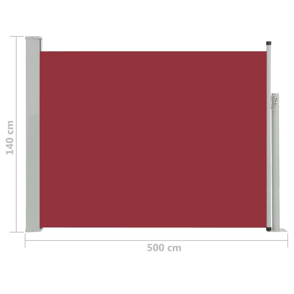 Ištraukiama šoninė kiemo pertvara, 140 x 500 cm, raudona kaina ir informacija | Skėčiai, markizės, stovai | pigu.lt