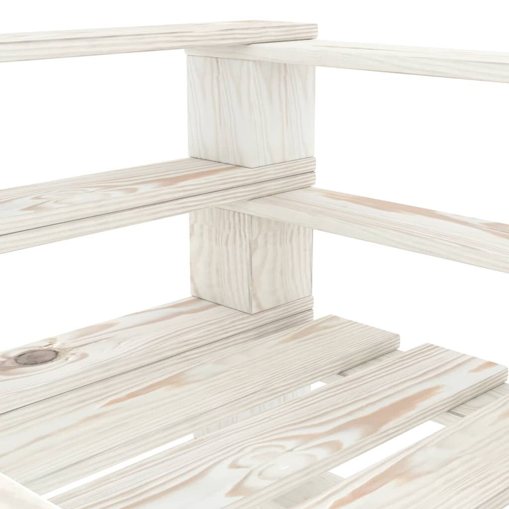 vidaXL Sodo krėslas iš palečių, baltos spalvos, mediena цена и информация | Lauko suolai | pigu.lt