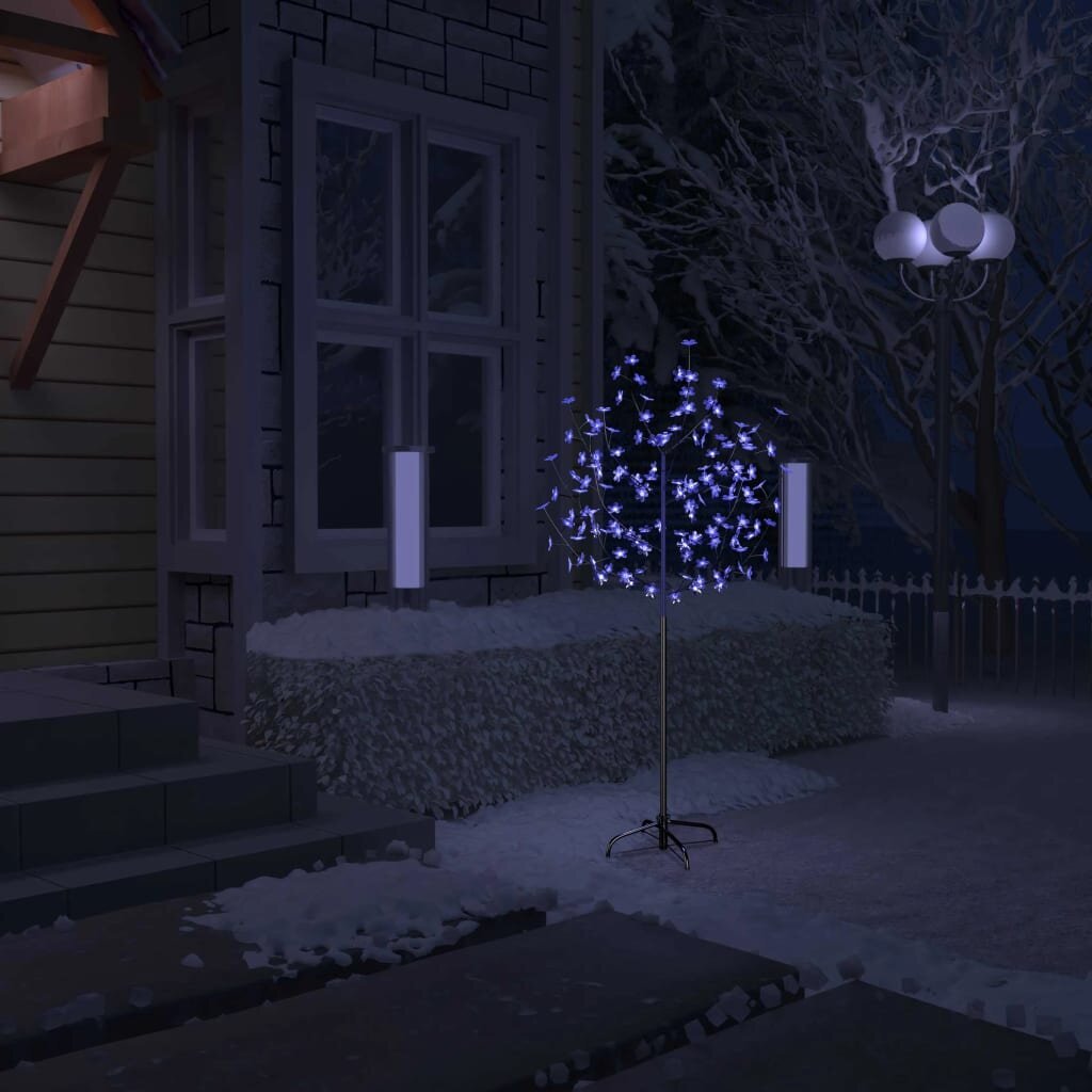 Kalėdinis medis su LED lemputėmis, 150cm, su vyšnių žiedais kaina ir informacija | Kalėdinės dekoracijos | pigu.lt
