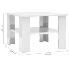 Kavos staliukas, 60x60x42cm, baltas/blizgus kaina ir informacija | Kavos staliukai | pigu.lt