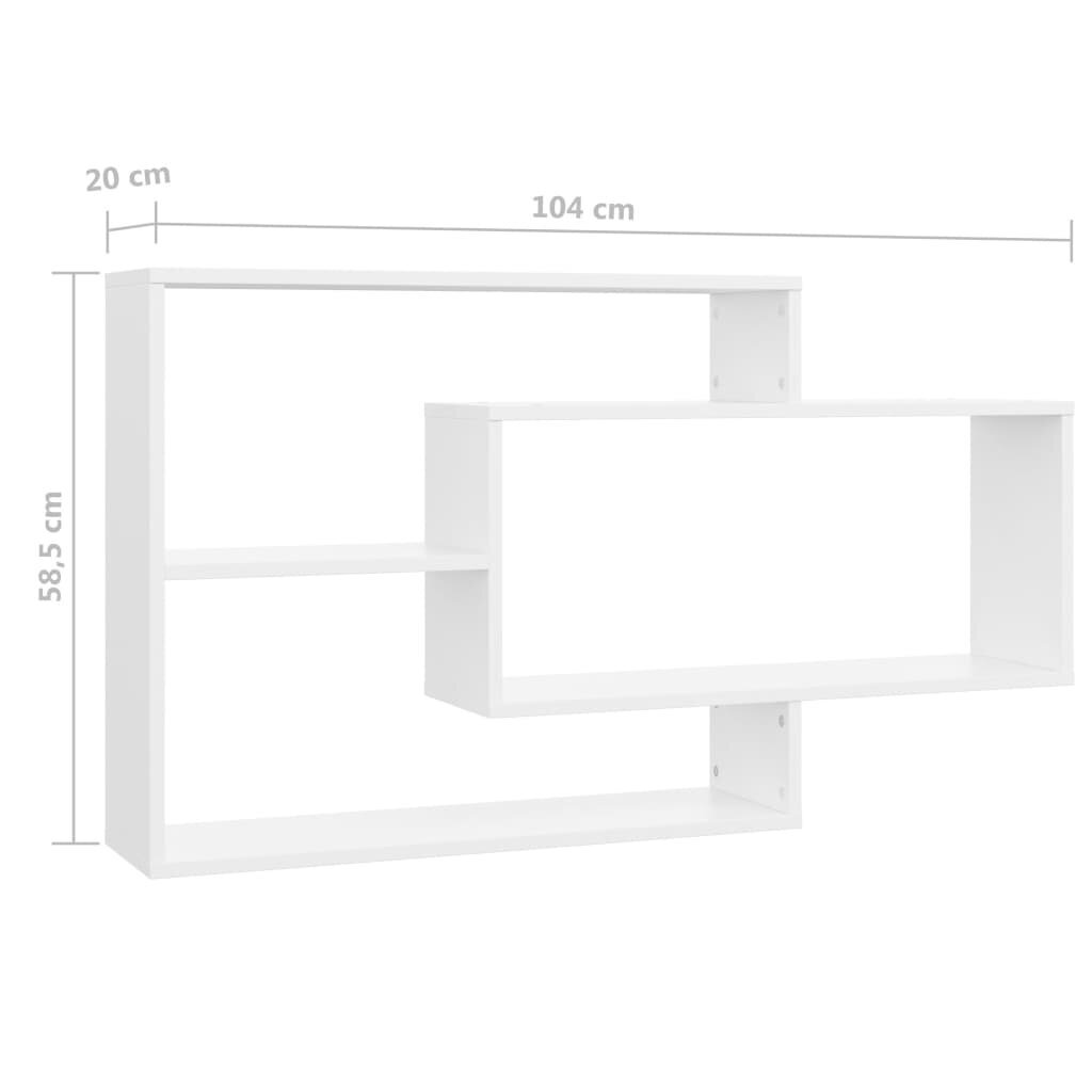 Sieninės lentynos, baltos spalvos, 104x20x58,5 cm, MDP kaina ir informacija | Lentynos | pigu.lt