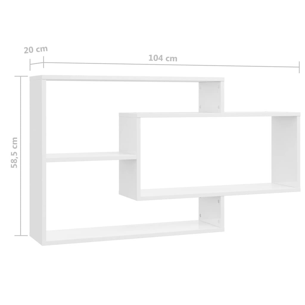 Sieninės lentynos, baltos sp., 104x20x58,5cm, MDP, labai blizgios цена и информация | Lentynos | pigu.lt