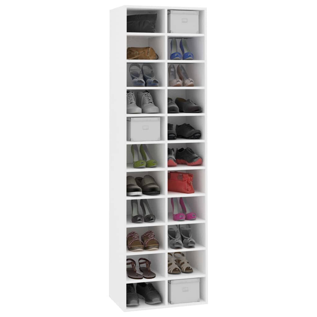 Spintelė batams vidaXL, baltos spalvos, 54x34x183 cm, MPD kaina ir informacija | Batų spintelės, lentynos ir suolai | pigu.lt